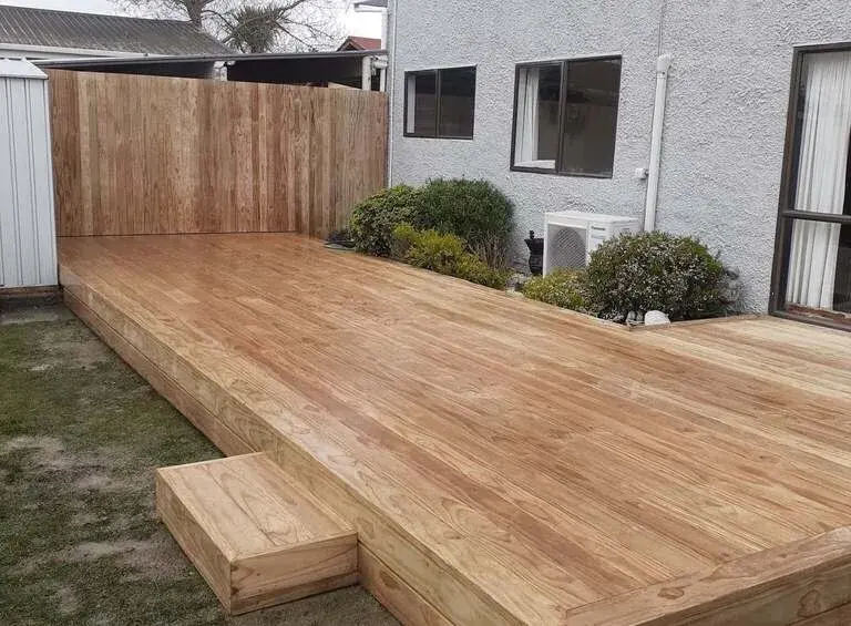 New timber deck beside a timber screen fence, Palmerston North
